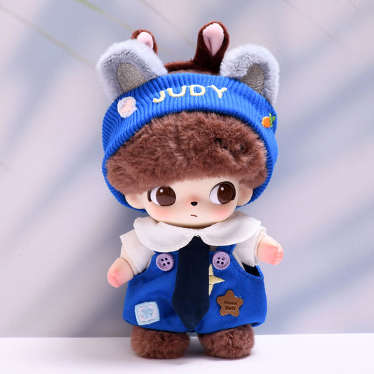 DIMOO WORLD JUDY & NICK Denim Overalls Set - Plush Doll Clothes with Skirt for Blind Box Figures