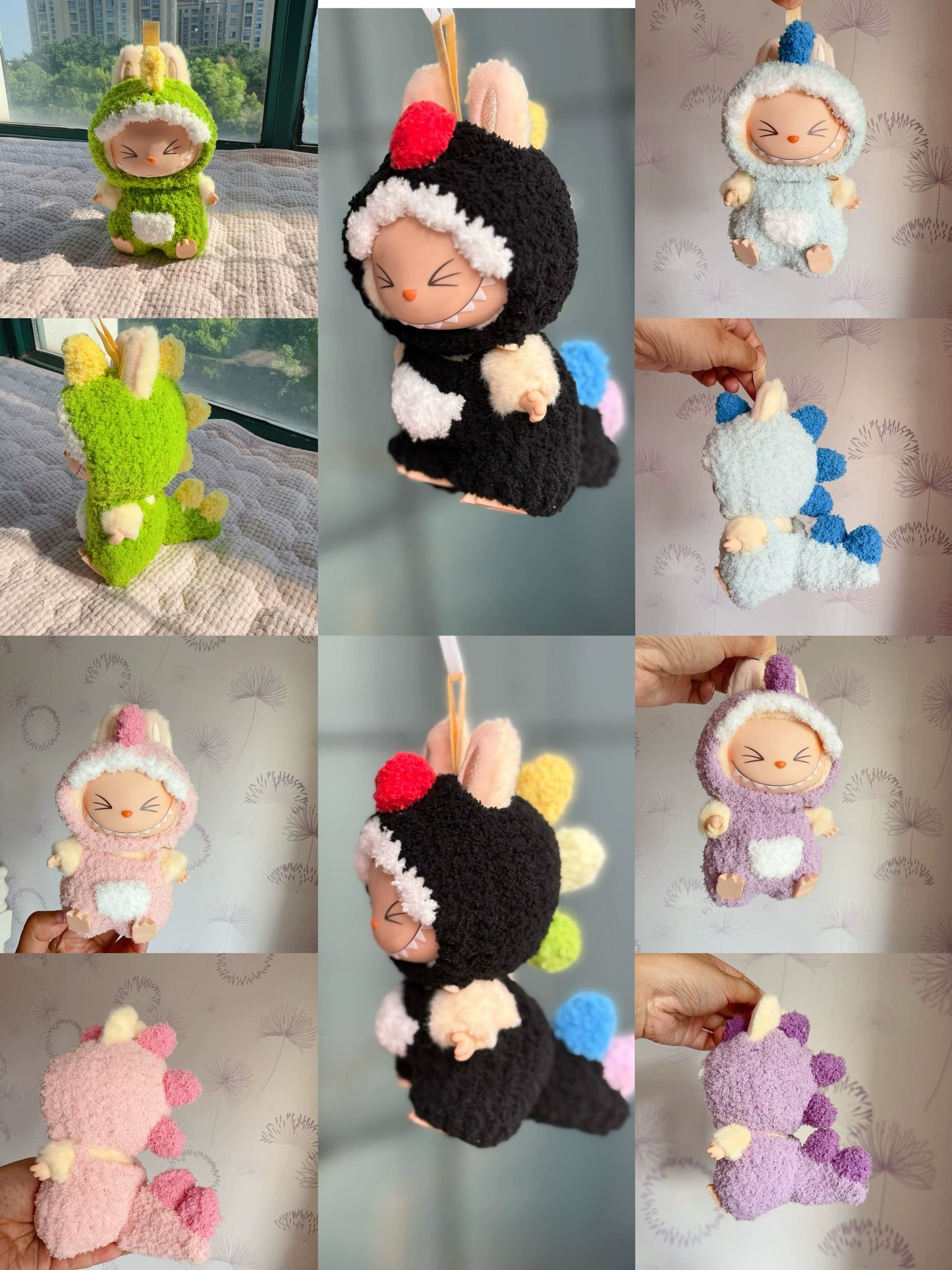 Handmade Dinosaur Outfit for 17cm Labubu Keychain Vinyl Figures - Universal Fit Costume for 1st/2nd/3rd Gen Hanging Dolls