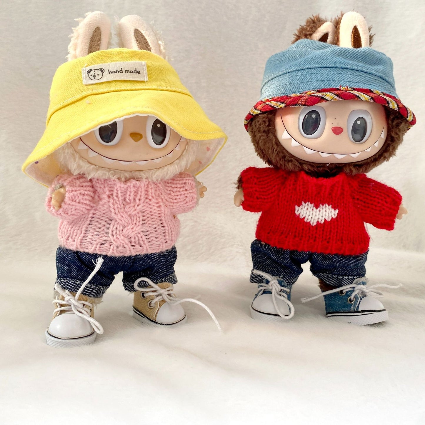 17cm Labubu 1st-3rd Gen Keychain Clothes | Dress, Sweater, Overalls & T-Shirt Collection | Complete Replacement Outfit Set for Plush/Vinyl Dolls