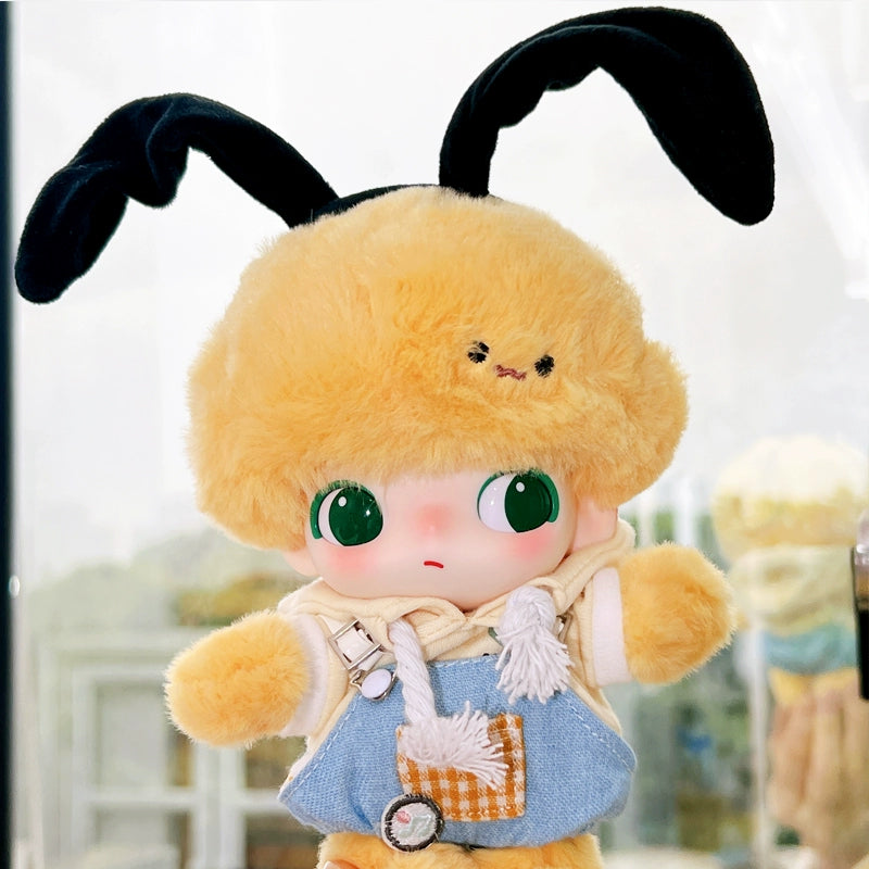 DIMOO x Pluto's House Set - Cozy Overalls & Cat-Ear Beanie for 10cm Vinyl Dolls
