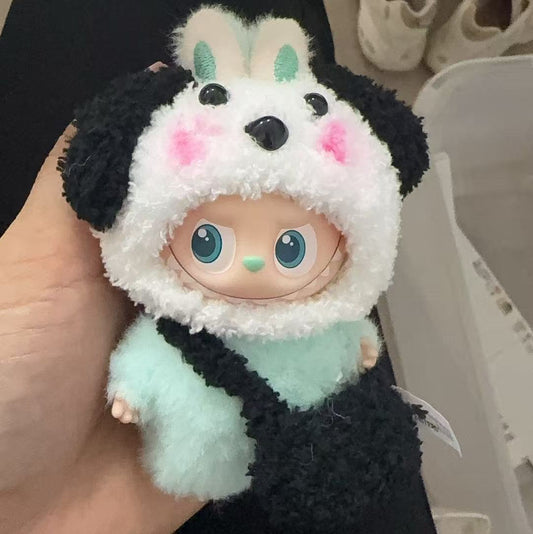 10.5cm Labubu 4th Gen Mini Keychain Clothes Only | Handmade Panda Headband & Bag Set | Replacement Outfit for Vinyl/Plastic Charms