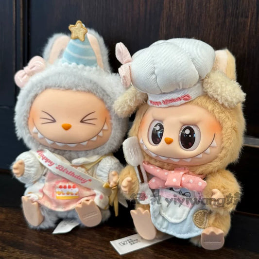 POP MART Labubu 17cm Doll Clothes - Pink Dot Chef Outfit for Gen 1/2 Vinyl Figures (No Doll Included) | Keychain Accessory