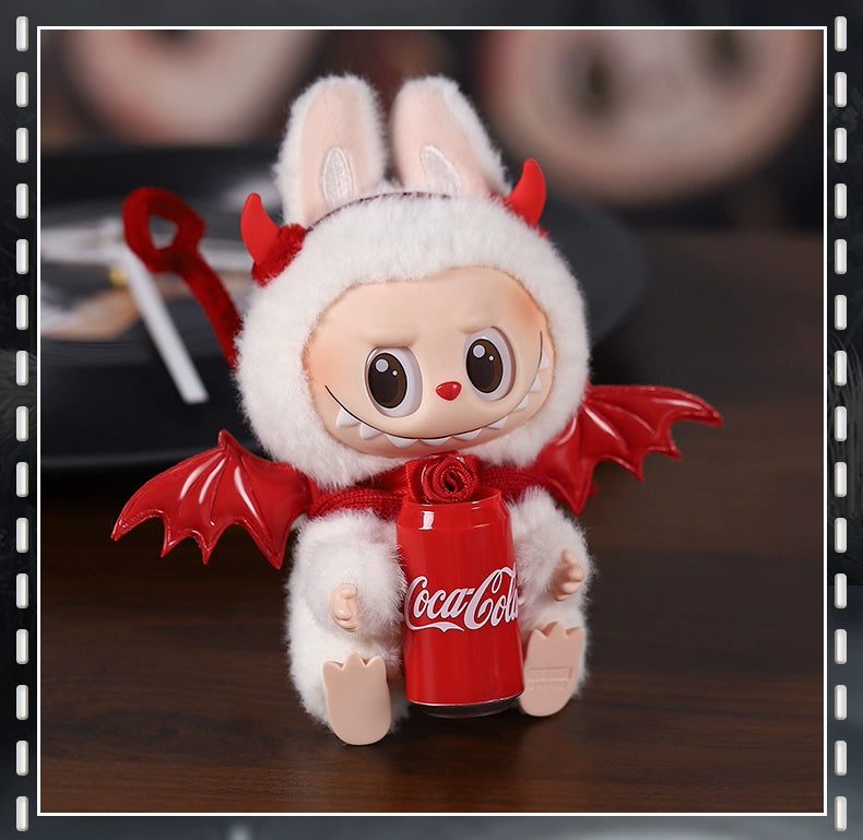 Labubu Halloween Outfit - Red Devil Wings & Headband 2-Piece Set for Vinyl Doll