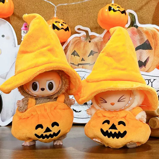 Labubu Series 1/2 Halloween Outfit - Pumpkin Costume for Keychain Doll Clothes Change