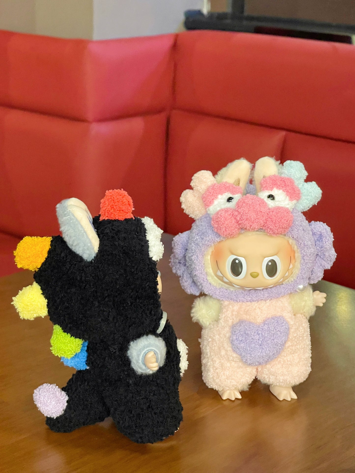 Labubu Vinyl & Plush Keychain | Handmade Crocheted Dinosaur Outfits | Replacement Clothes for Bag Charm Dolls