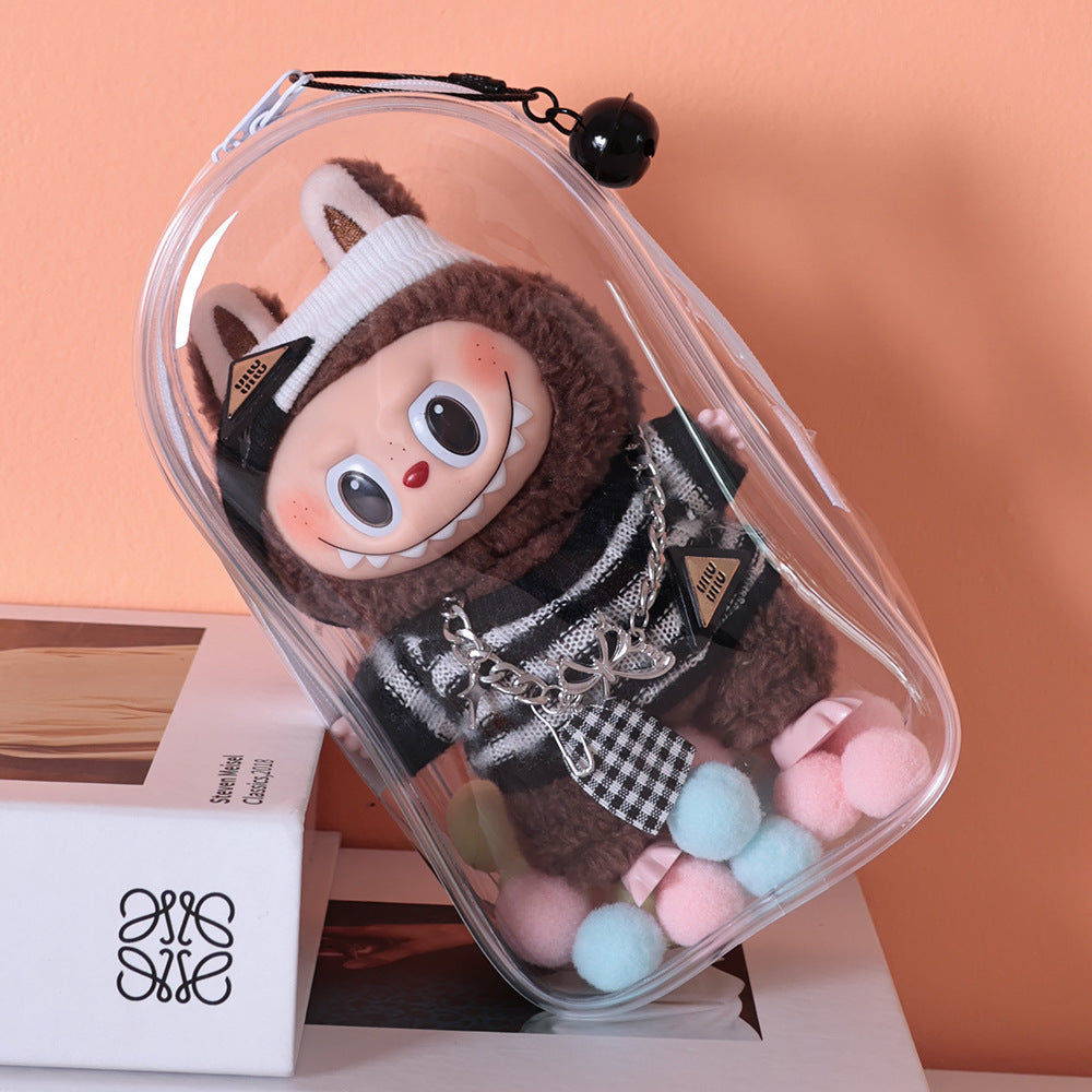 17cm Vinyl Doll Transparent Ita Bag | Waterproof Dust-Proof Display Case with Adjustable Shoulder Strap