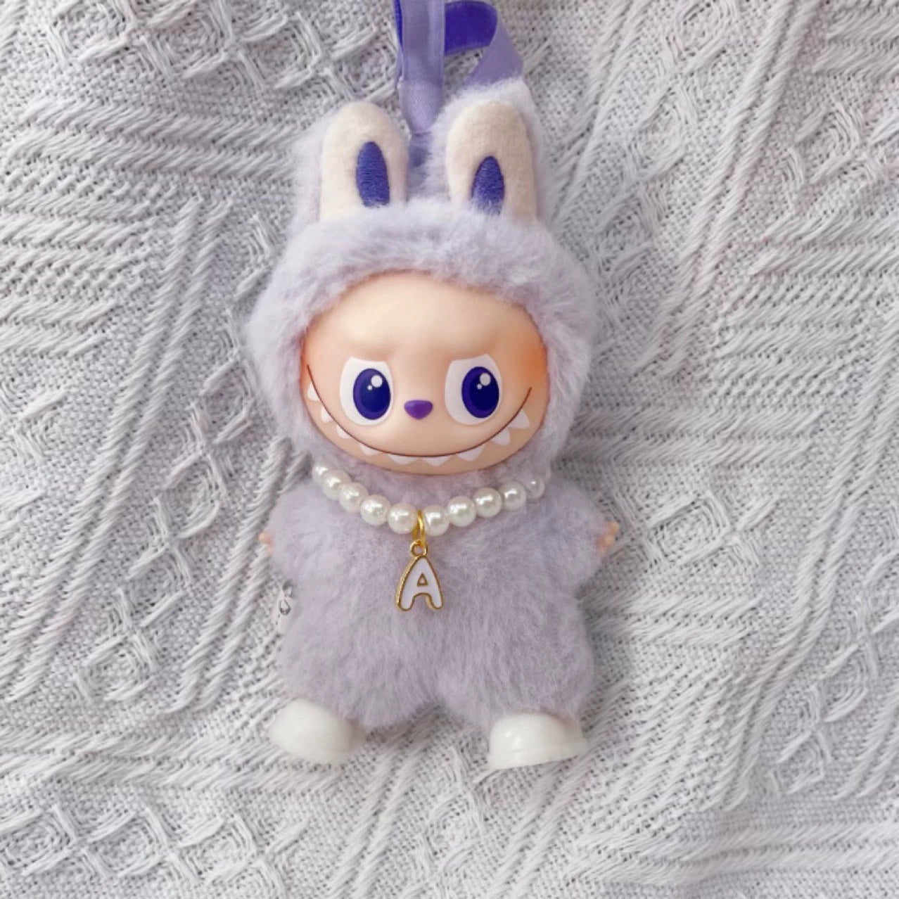Mini Labubu 4.0 Heart Code Necklace - Plush Keychain Outfit for Series 4 Blind Box
