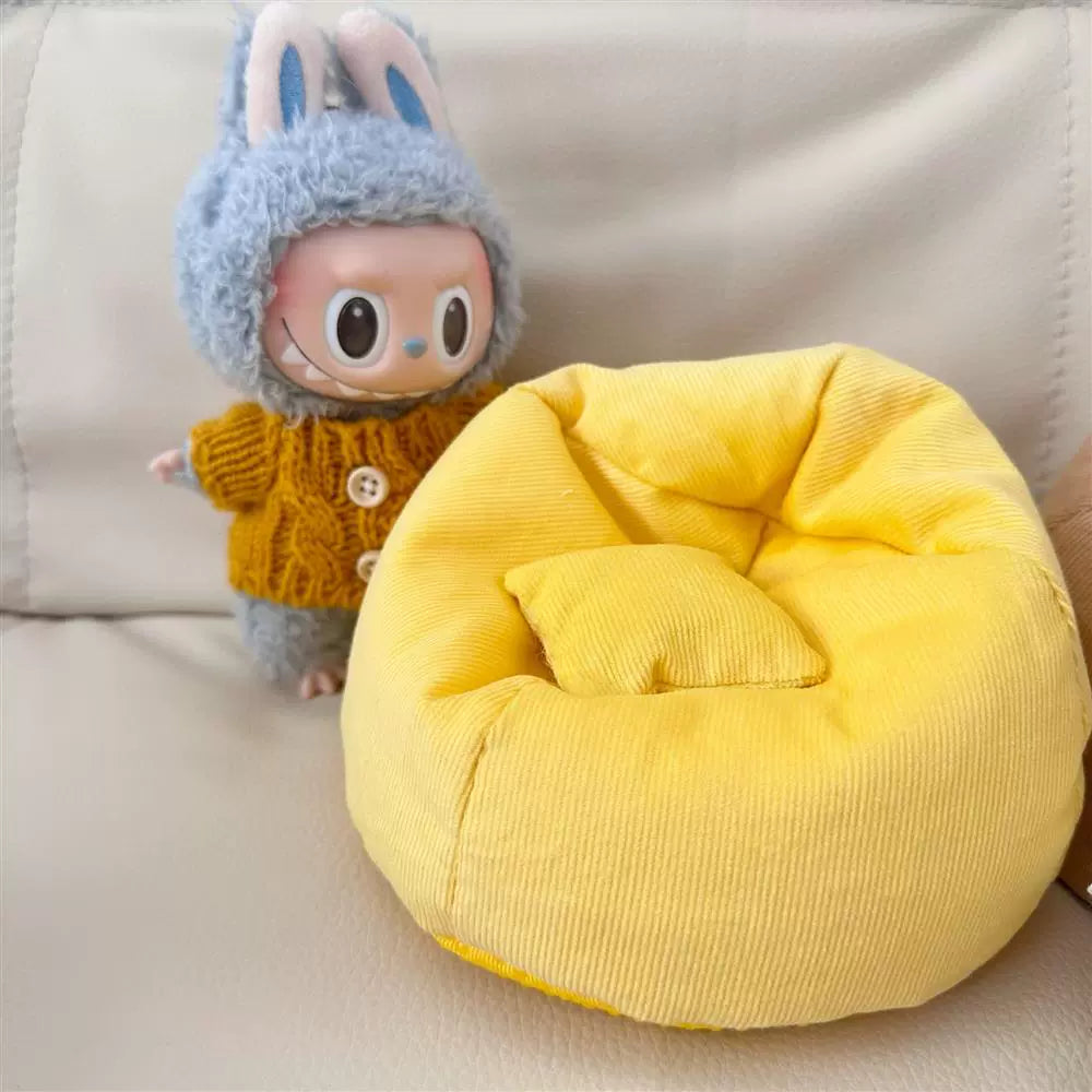 17cm Labubu Doll Mini Sofa - Car Bed & Display Decor for Vinyl Figures, Photo Prop