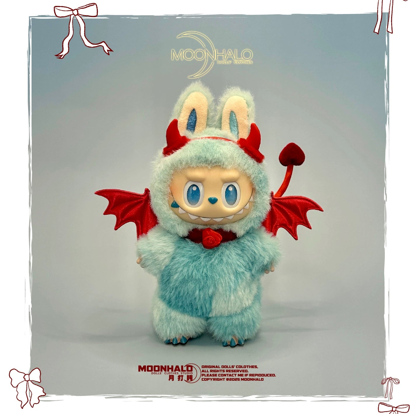 17cm Labubu Halloween Trick-or-Treat Red Devil Outfit Set | Wings, Tail & Horns Included