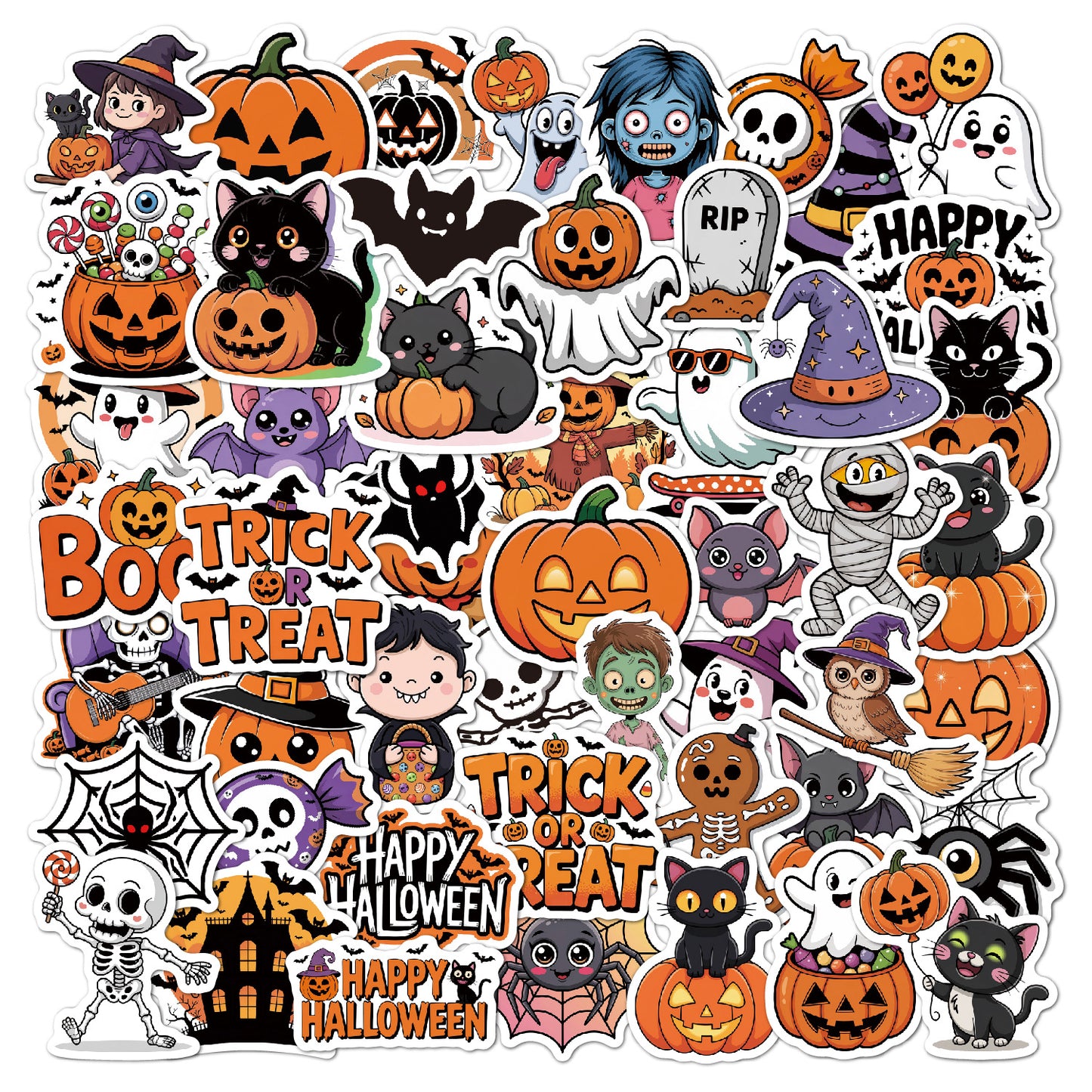 2025 Halloween Stickers - Holographic Waterproof Decals for Cups, Party Gifts, Decor