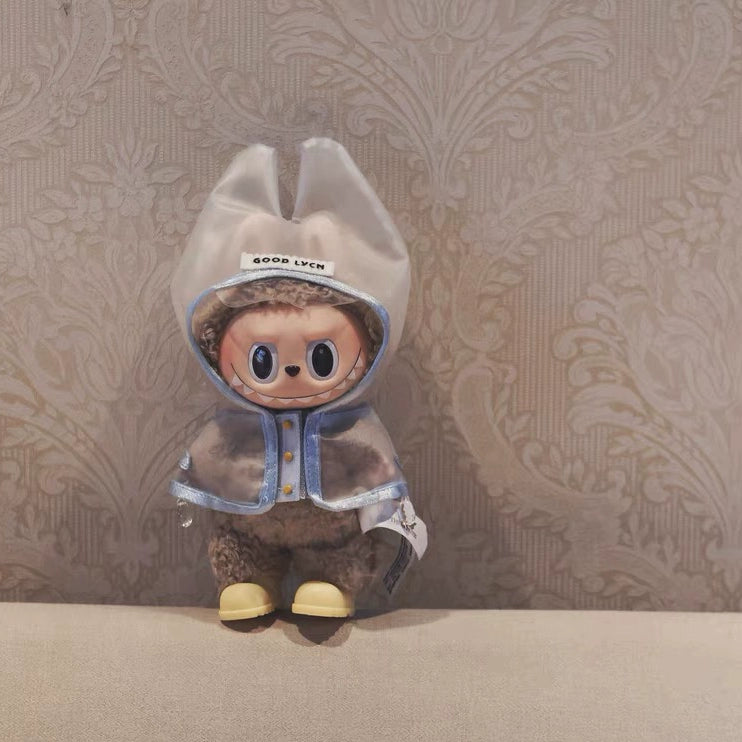 Labubu Doll Raincoat - Clear PVC Outfit Fits Gen1/2/3 (No Doll & Shoes)