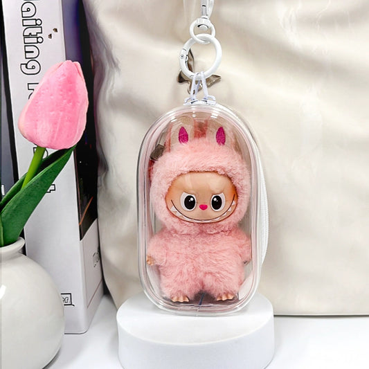 10.5cm Labubu 4th Gen Heart Code Series Clear Acrylic Protective Case | 3mm Thick Dust-Proof Storage & Collectible Carrier for Mini Keychain Charms