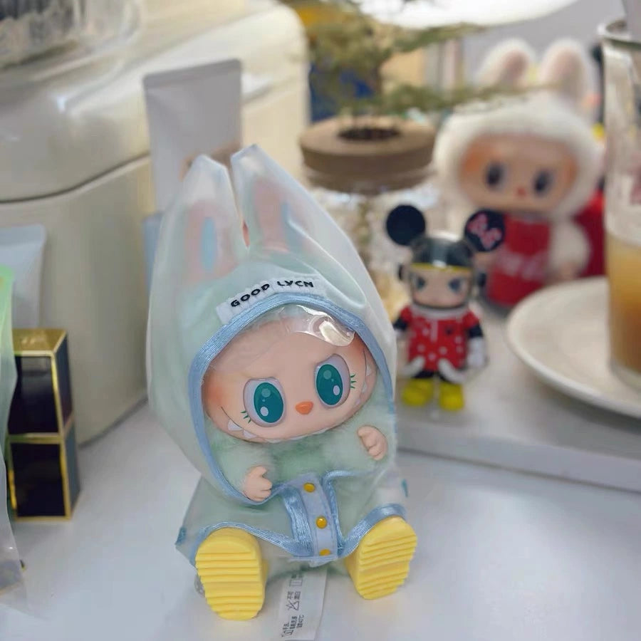 Labubu Doll Raincoat - Clear PVC Outfit Fits Gen1/2/3 (No Doll & Shoes)