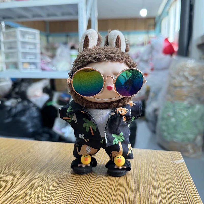 POP MART Labubu 17cm Doll Clothes - Tropical Palm Tree Beach Outfit for Blind Box Figures (No Doll Included) | Compatible with Keychain Dolls