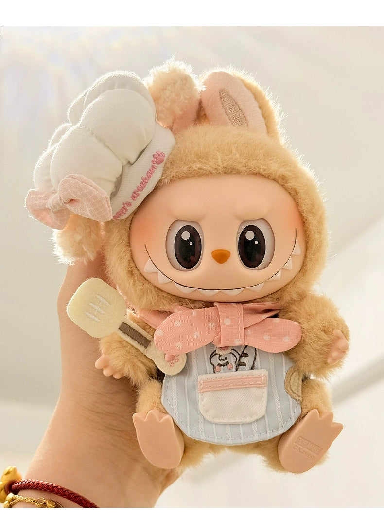 17cm Labubu Chef Costume Set | Handmade Vinyl-Compatible Clothes with Apron & Chef Hat for Collectible Dolls