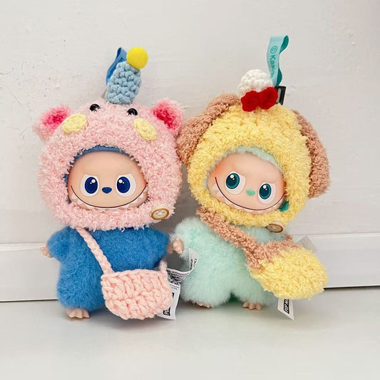 10.5cm Labubu 4th Gen Mini Keychain Clothes Only | Handmade Panda Headband & Bag Set | Replacement Outfit for Vinyl/Plastic Charms