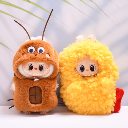 17cm Labubu 1st-2nd Gen Keychain Clothes Only | Multi-Animal Theme Replacement Outfit Set (Shrimp, Bee, Blue Shark, Green Dinosaur) for Vinyl/Plush Dolls