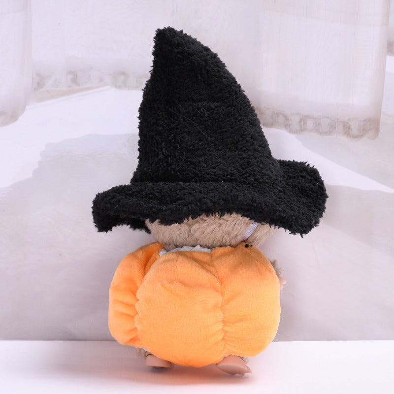 17cm Labubu 1st-2nd Gen Keychain Clothes Only | Halloween Pumpkin Costume Set with Black Witch Hat | Replacement Outfits for Vinyl Dolls