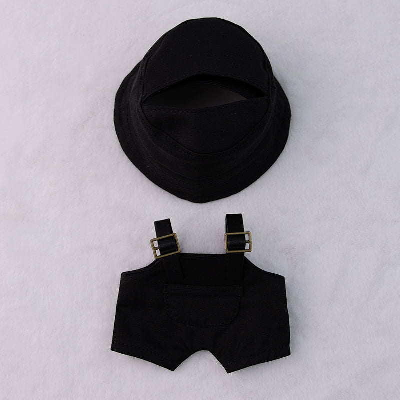 17cm Labubu Outfit Set - Khaki Overalls & Fisherman Hat for Fashion Vinyl Doll