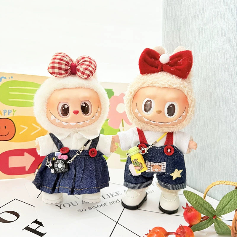 Labubu Blind Box Outfit - Vinyl Face Keychain Clothes for Sitting Party Doll