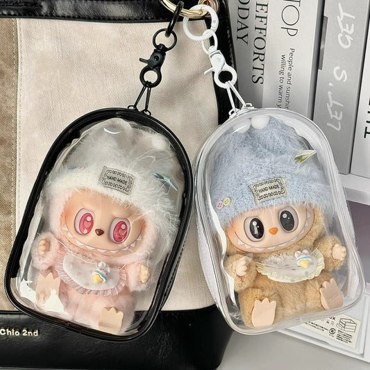 15cm Labubu Sitting Series Protective Case - Dustproof Carrier for Cotton & Vinyl Doll