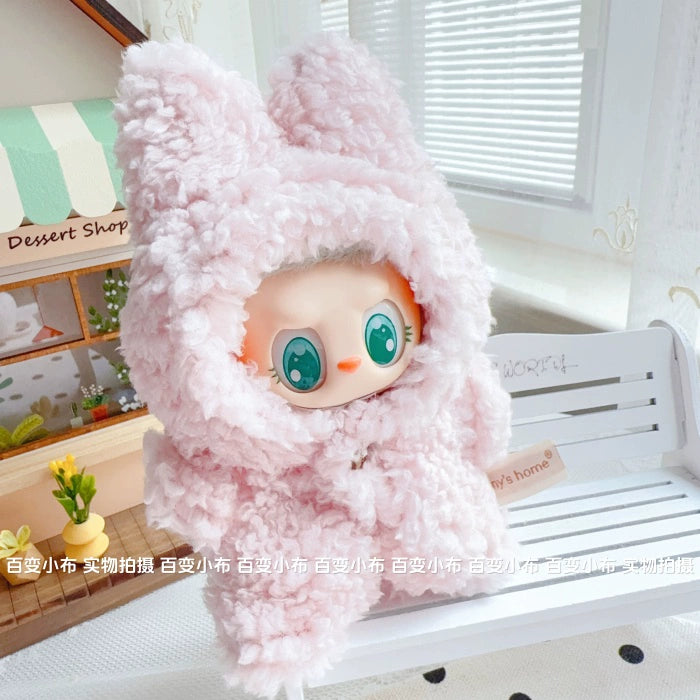 17cm Labubu Sitting Party Macaron Pastel Pink Rabbit Plush Onesie | Replacement Outfit for Plush/Vinyl Keychain Charms (Clothes Only)
