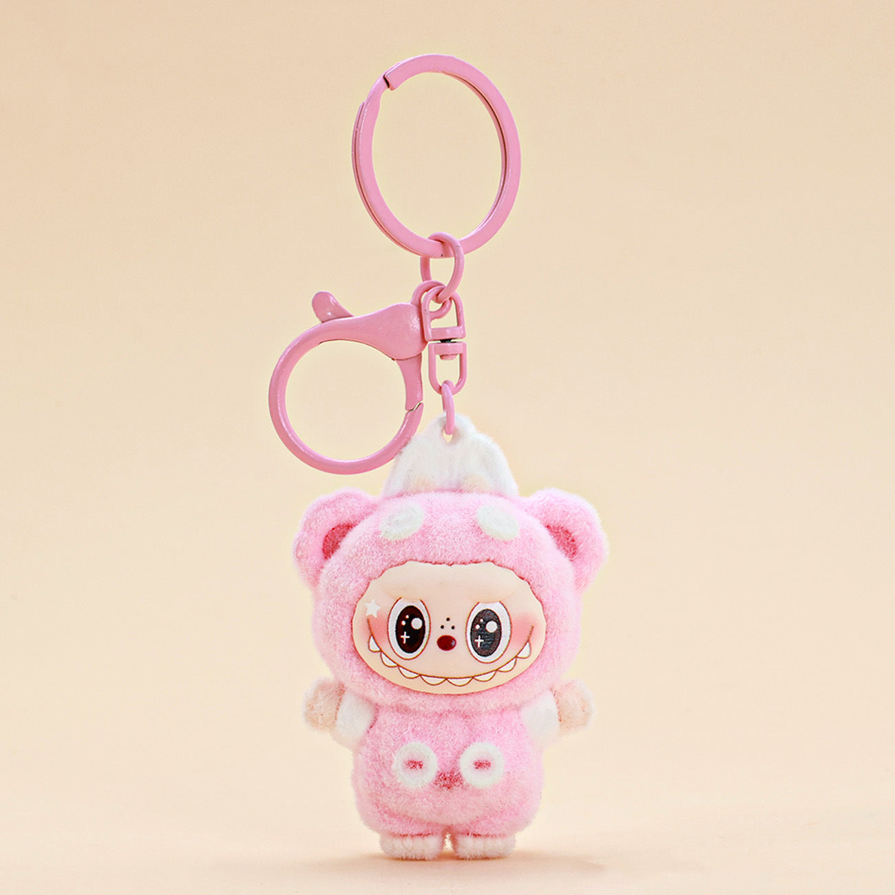 Pink Fluffy LABUBU Keychain - Cute & Soft Charm Gift Suitable for Car & Bag