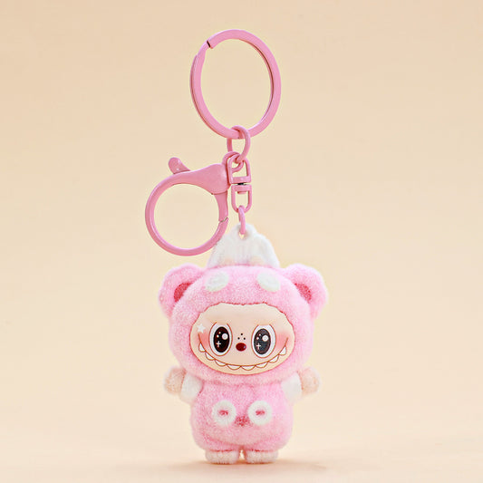 Pink Fluffy LABUBU Keychain - Cute & Soft Charm Gift Suitable for Car & Bag