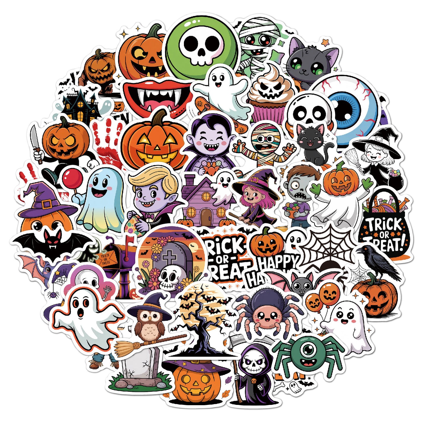 2025 Halloween Stickers - Holographic Waterproof Decals for Cups, Party Gifts, Decor