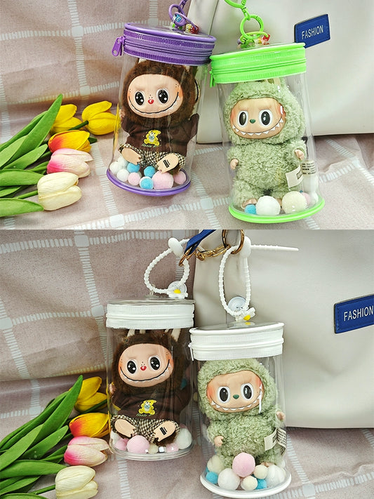 2025 New Pop Mart Labubu x CRYBABY Acrylic Mini Can Bag | Clear Dust-Proof Storage & Display Case with Detachable Shoulder Strap | Fits Labubu Gen 1-2, Sitting Party & CRYBABY