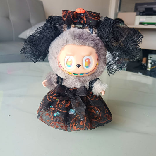 17cm Labubu Keychain Doll Clothes | Pumpkin Tulle Skirt & Christmas Outfits | Replacement Wear for Plush Charms