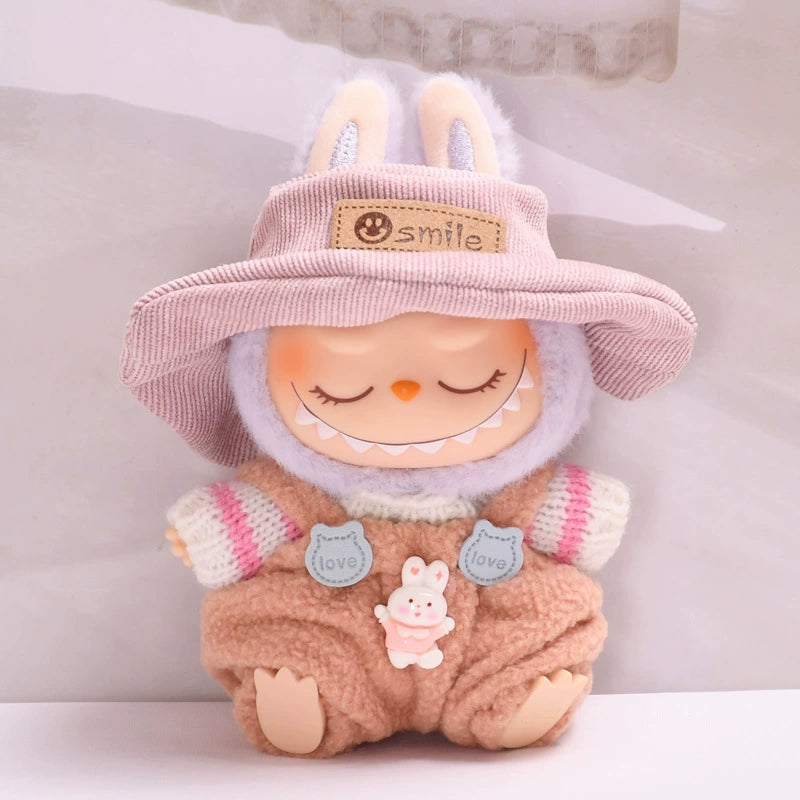 Clothes Only | Labubu Gen 2 Blind Box Charm Overalls Set | Changeable Outfit for Sitting Series Dolls