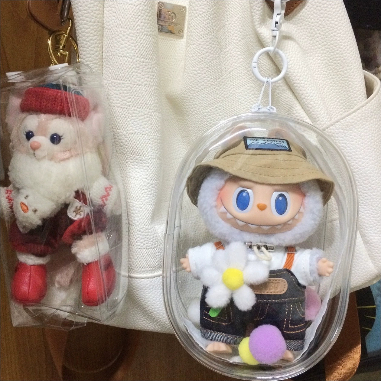Labubu Vinyl Protective Cover & Cotton Doll Itabag | Sitting Party Series Doll Carrier for Outings