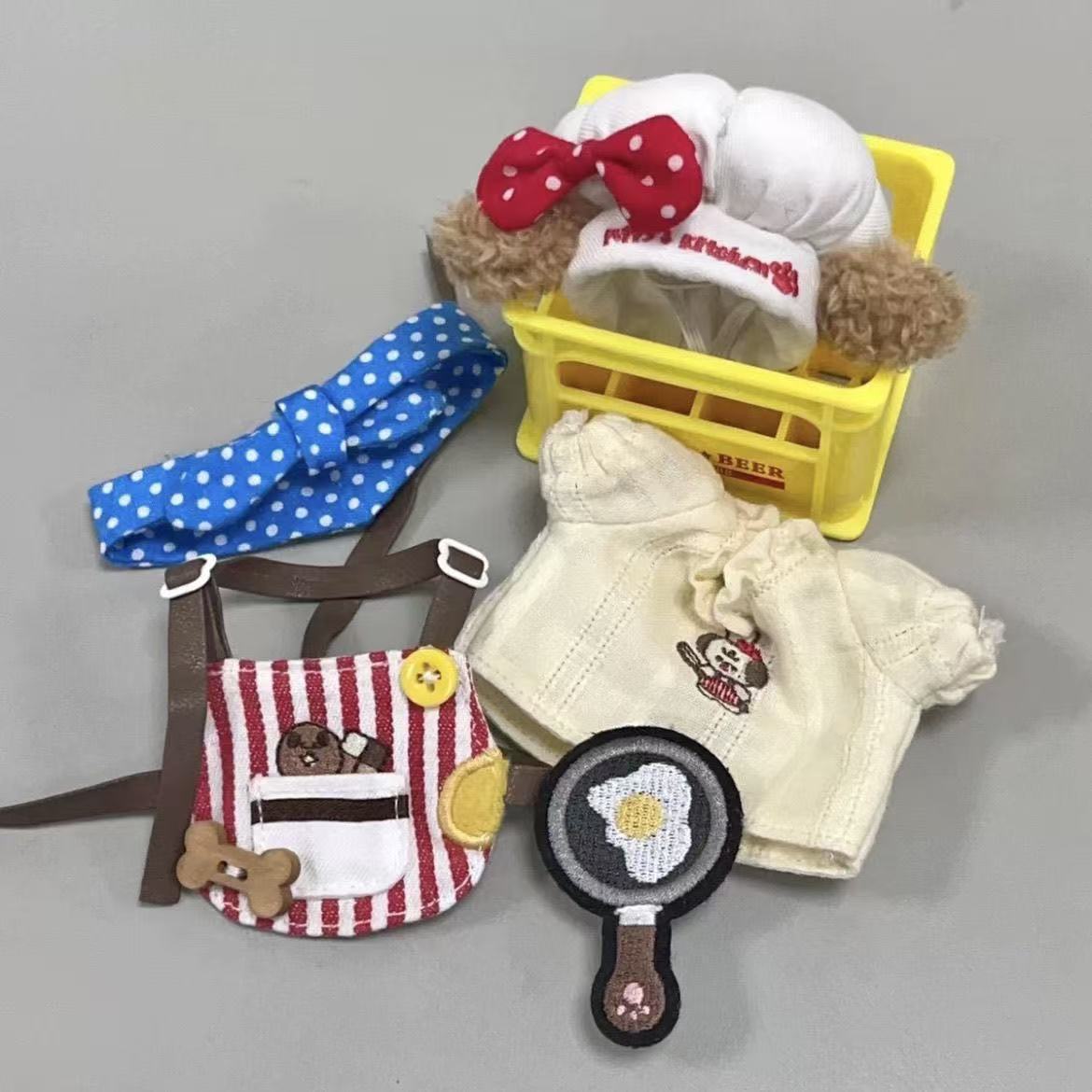 17cm Labubu Chef Outfit - Cute Kitchen Costume w/ Hat for Cotton Doll Clothes