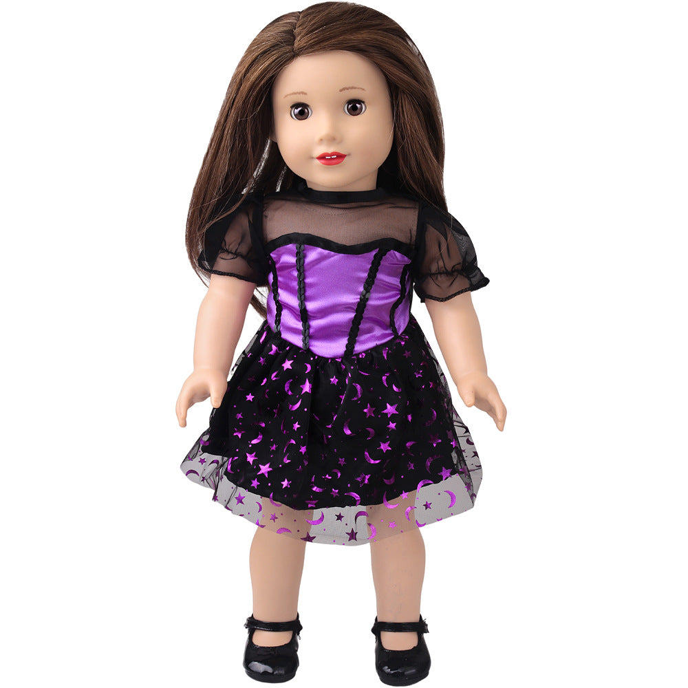 American Girl Doll Halloween Costume - 18 Inch Black & Purple 2-Piece Outfit Set for 18" Dolls (Like AG) | Spooky Holiday Dress