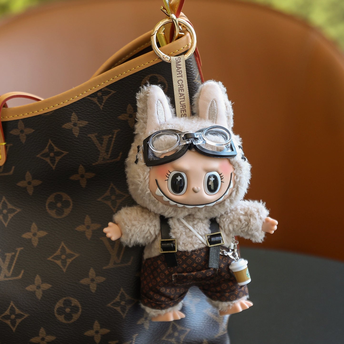 16cm Pop Mart Labubu x CRYBABY Clear Acrylic Charm | Dual-Material (Vinyl + Plush) with Detachable Strap | Couple Gift-Exclusive Custom Letter Pendant & Daisy Fragrance Accessory