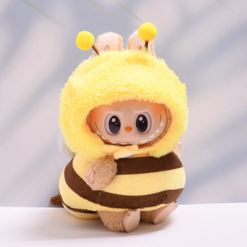 17cm Labubu 1st-2nd Gen Keychain Clothes Only | Multi-Animal Theme Replacement Outfit Set (Shrimp, Bee, Blue Shark, Green Dinosaur) for Vinyl/Plush Dolls