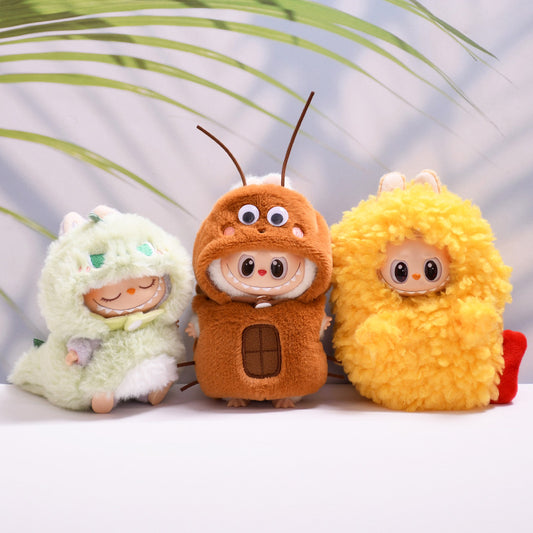 17cm Labubu 1st-2nd Gen Keychain Clothes Only | Multi-Animal Theme Replacement Outfit Set (Shrimp, Bee, Blue Shark, Green Dinosaur) for Vinyl/Plush Dolls