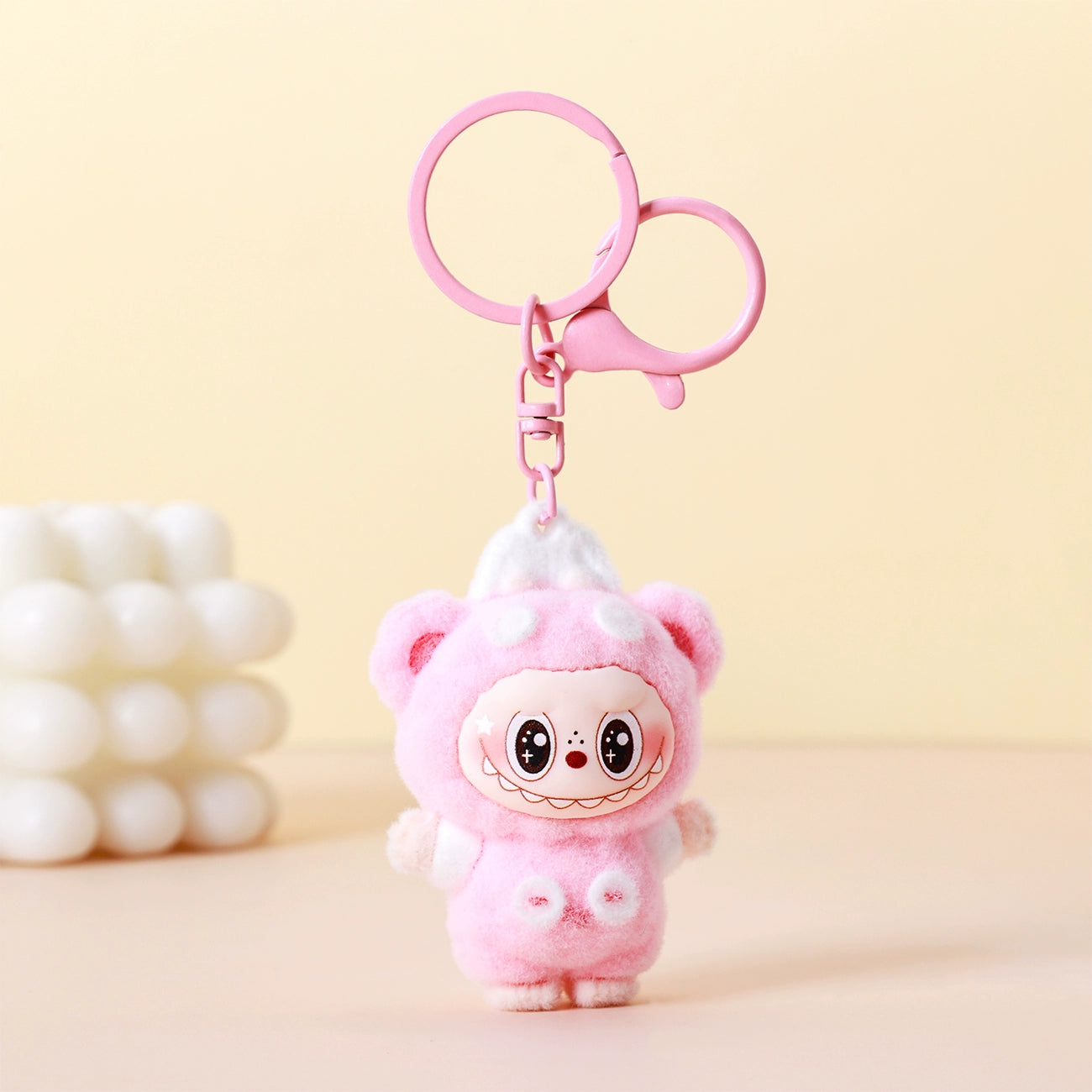 Cute Fluffy LABUBU Keychain - Cartoon Flocked Pendant for Bags & Keys