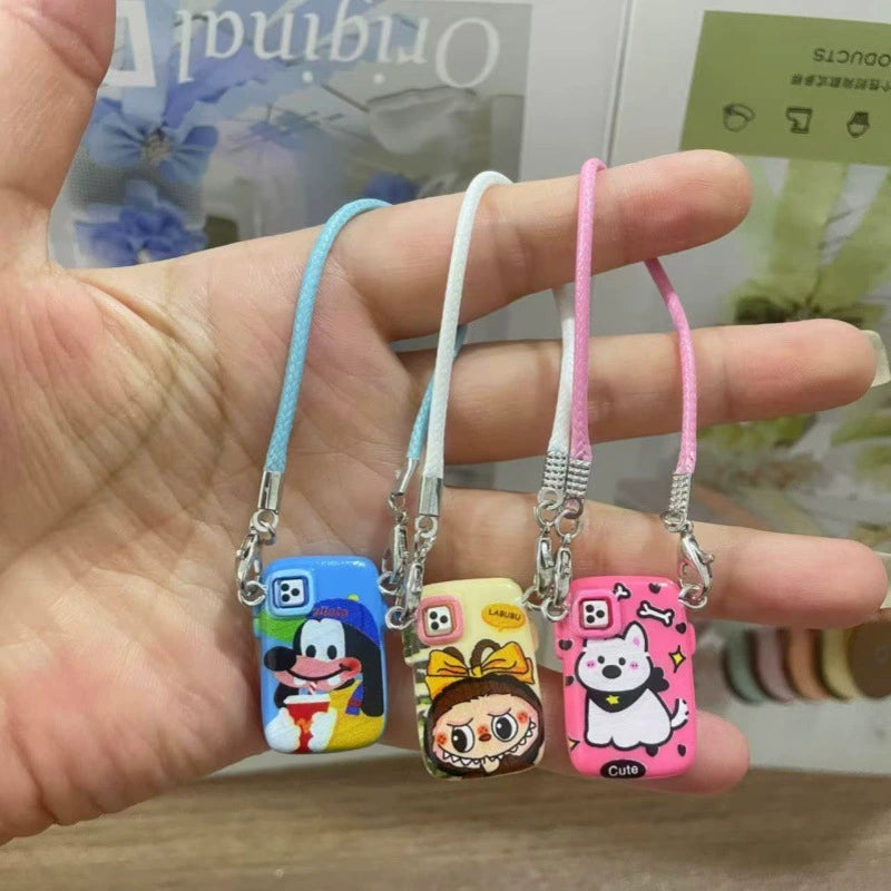 Labubu Charm | Mini Cartoon Pattern Phone Case Charm Model, Creative Neck-Hanging Doll Pendant