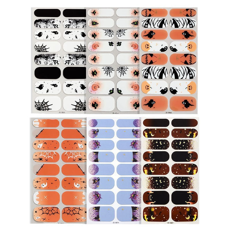 Glow in Dark Halloween Nail Stickers - Waterproof Cartoon Decals for Kids, No Heat Needed