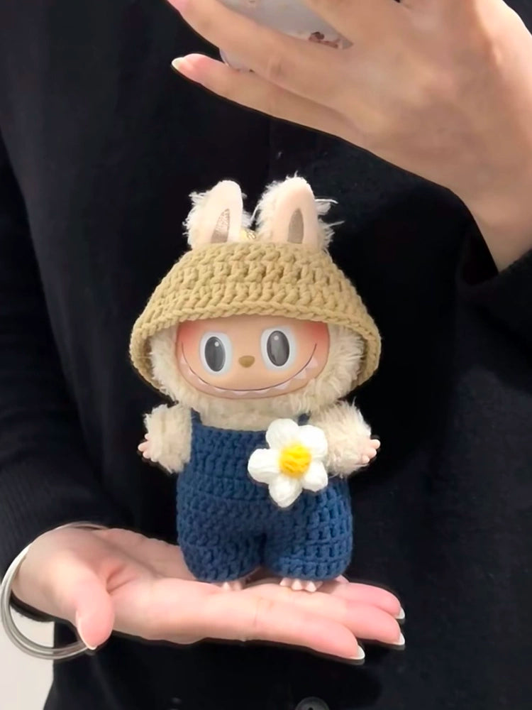 17cm Labubu Hand-Knitted Outfit - Crochet Wool Clothes for Vinyl Doll Custom Wear