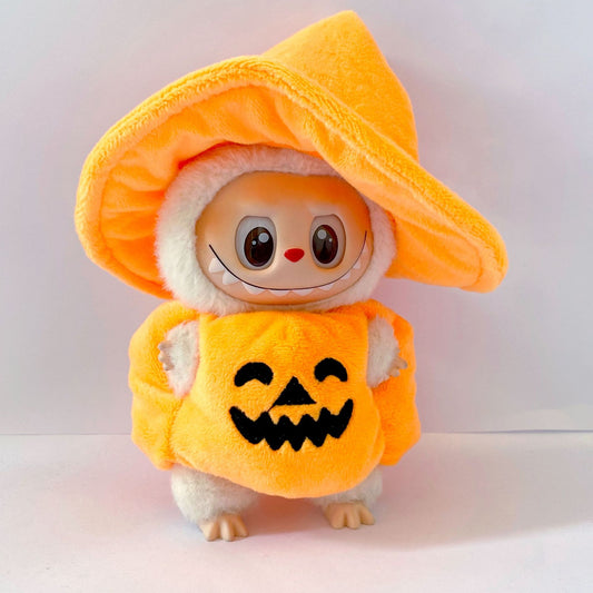 NEW 17cm Labubu Halloween Clothes - Pumpkin Costume Fits Gen1/2/3 (No Doll)