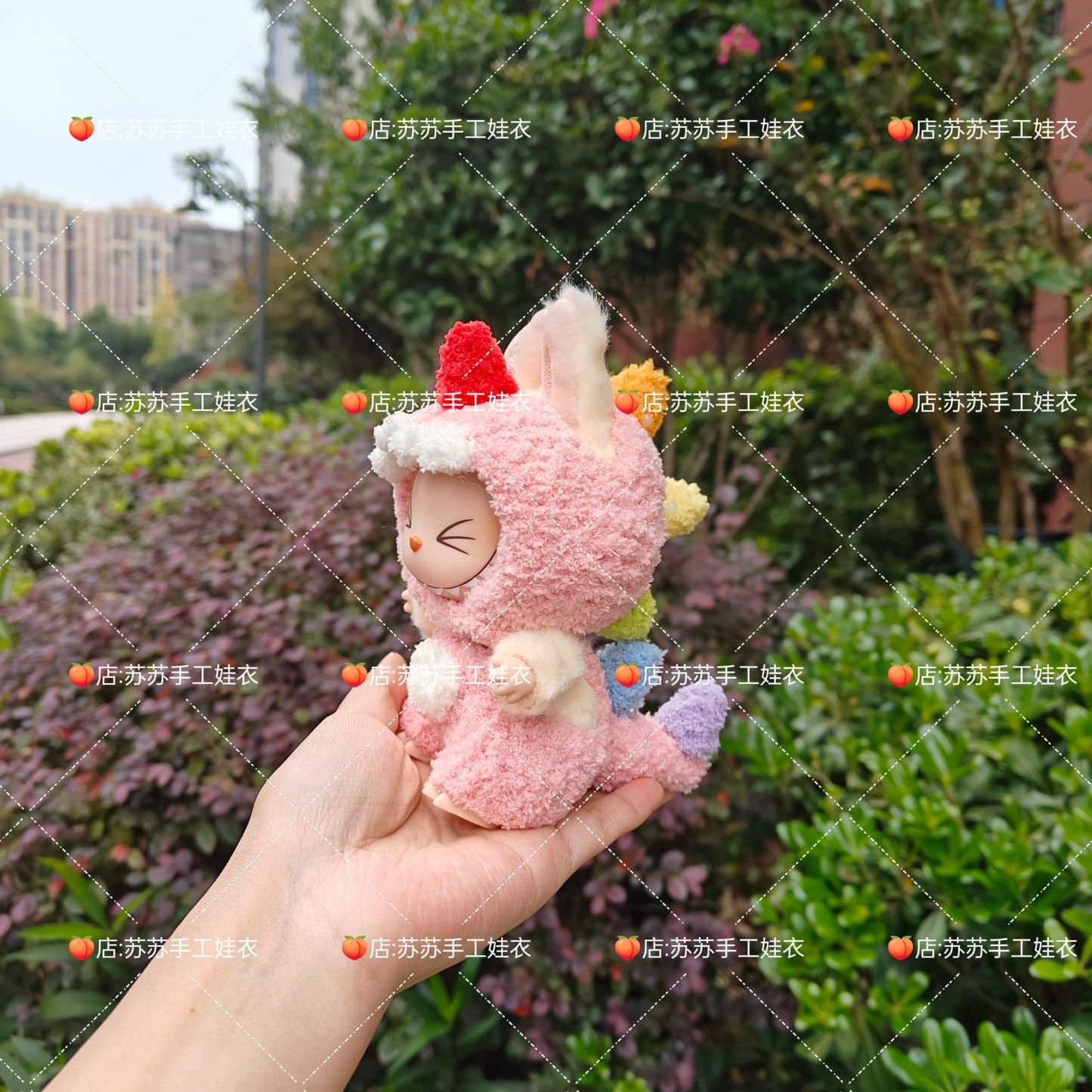 POP MART Labubu Hand-Knitted Dinosaur Outfit - Plush Vinyl Doll Clothes for Blind Box
