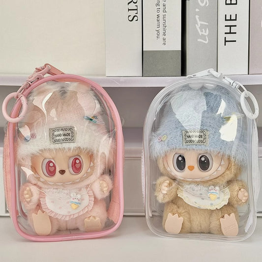 15cm Labubu Sitting Series Protective Case - Dustproof Carrier for Cotton & Vinyl Doll