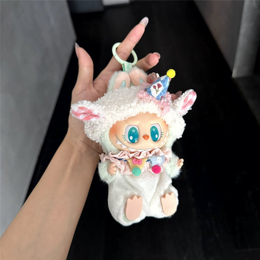 17cm Labubu Birthday Lamb Outfit - Handmade Costume for Series 1/2/3 Vinyl Doll Clothes