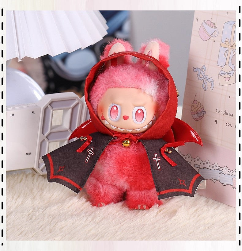 17cm Labubu Halloween Red Devil Plush Costume Set | Replacement Outfit with Horns & Tail | Decorative Accessories for Collectible Figures