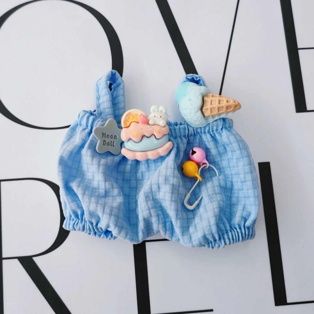 Labubu Outfit 6-Piece Set - Ice Cream Overalls & Accessories for 17cm Vinyl Figures