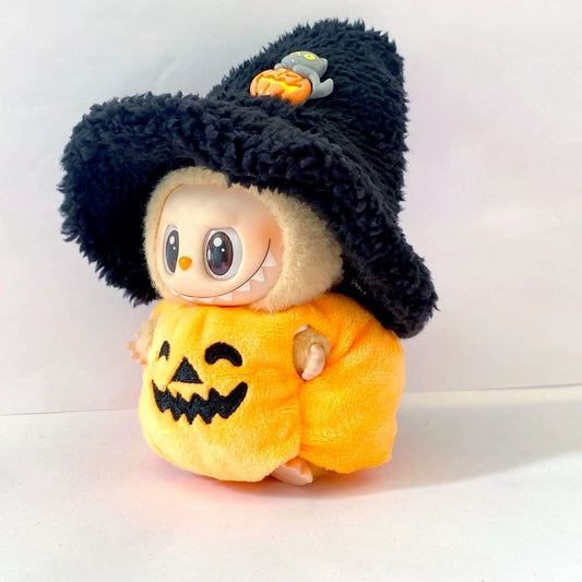 Labubu Halloween Costume Set - 17cm Pumpkin Dress & Witch Hat for Gen1-3 Dolls