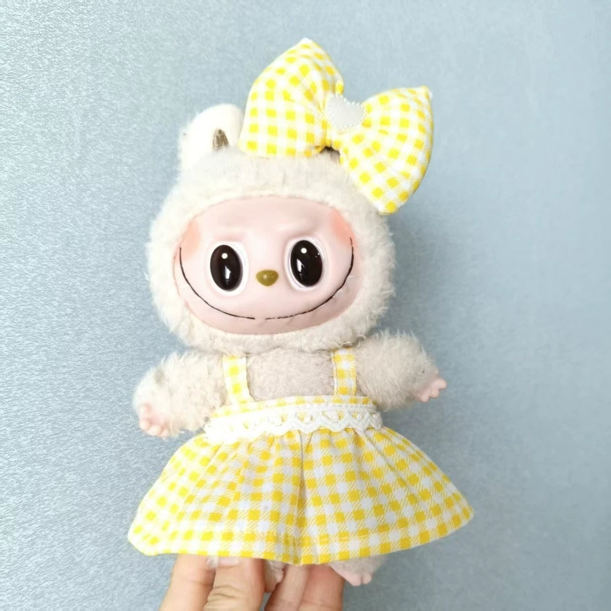 Doll Outfit - Green Summer Dress & Bow Set for Labubu Crybaby Series Doll Clothes
